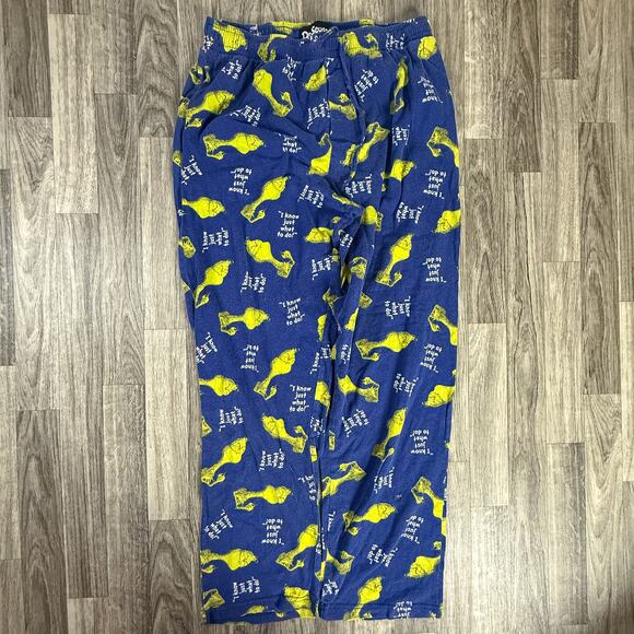 Dr. Seuss Grinch Lounge Sleep Pants Blue Yellow “I Know Just What To Do” M 32-34 - Picture 1 of 6